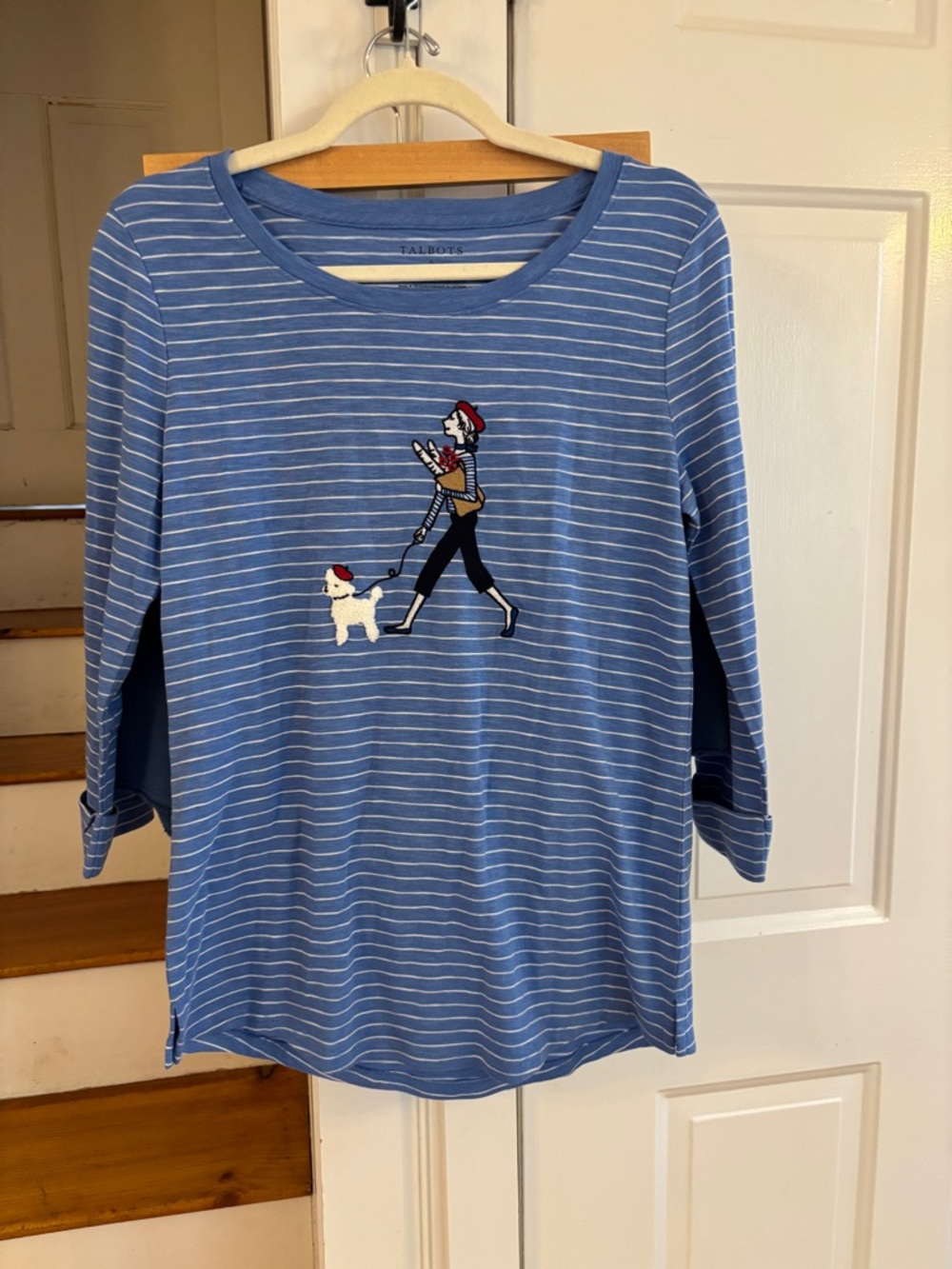 Talbots Blue Striped Parisian Shirt with rolled cuffs - Picture 2 of 4